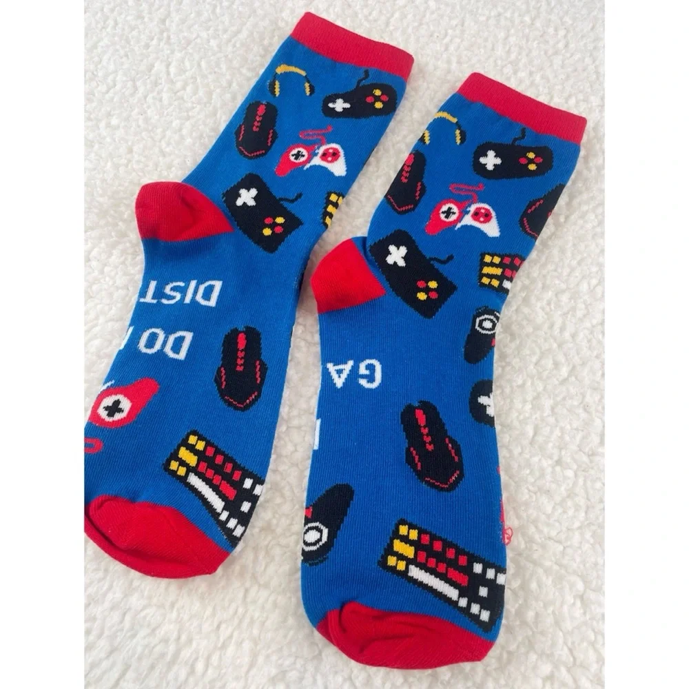 (NWOT) Blue/Red Novelty Gamer Tall Socks
